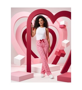 Kadın Viskon Pamuklu Pijama Altı Soft Örme Mevsimlik Ev Pantolonu Kırmızı
