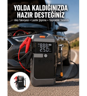 Işıklı Ha Kompresörlü Taşınabilir Akü Takviye Ünitesi Yeni Nesil