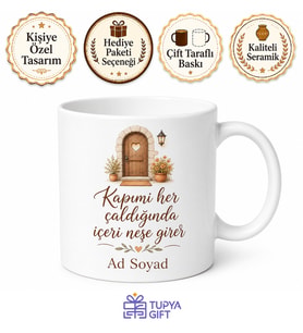 İsme Özel Kat Komşum Yazılı Kupa Bardak Hediye Komşuya Özel Tasarım