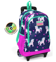 Coral High Pembe Unicorn Baskılı Çekçek Okul Çantası - Işıklı Tekerlekler