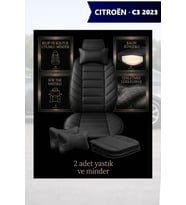 citron c3 2023 Koltuk ve Kılıf uyumlu Siyah Yastık Lüks Minder 2 Minder 2 Yastık