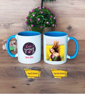 Love Yourself Kupa Bardak Mavi Fotoğraflı Motto