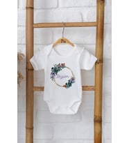 Pia Baby Premium %100 Pamuk İsme Özel Organik Baskılı Çıtçıtlı Bebek Body Zıbın Modelleri 5012-16 (Ekru)