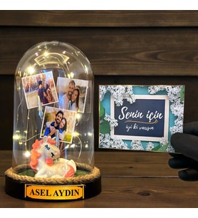 Sizlere Özel Tasarlanacak Led Işıklı Fanus Hediyesi Kişiye Özel Premium Hediye (Model 5)