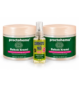 Proctohemo Bitkisel Bakım Kremi 100 ML + Çörekotu Yağı 30 ML Cilt Bakım Seti x2