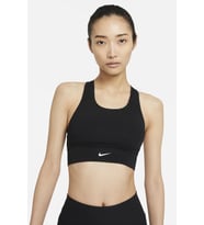 Nike Dri Fit Swoosh Bra Orta Destekli Tek Parça Dolgulu Kadın Spor Sütyeni Siyah