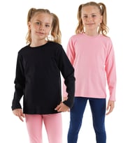 Siyah ve Pembe Kız Çocuk 2'li Paket T-shirt (Çok Renkli)