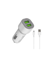 Hytech HY-X44 iPhone Lightning Kablolu 3.4A Hızlı Şarj 2 USB Beyaz Araç Şarj Cihazı