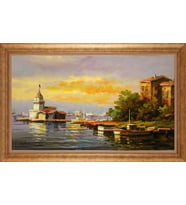 Çerçeveli Paspartulu Manzara Tablo bm1305 (Gold)