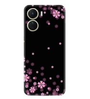 Vivo Y16 Kılıf Resimli Desenli Baskılı Silikon Black flowers 1391