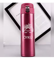 Kişiye Özel Lazer Baskılı 500ml Çelik Frida Baskılı Termos – Sızdırmaz, Vakumlu, Kilitli Kapak (Pembe)