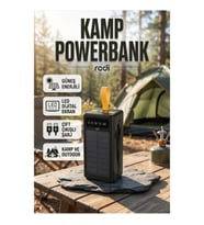 Güneş Panelli Taşınabilir Powerbank Kamp ve Outdoor Kullanım İçin LED Işıklı