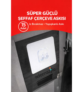 15 Adet Şeffaf Çerçeve Askısı, Duvar Delmeyen Yapışkanlı Askı