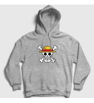Presmono Unisex Gri Logo Anime One Piece Kapüşonlu Sweatshirt 135891tt (Gri)