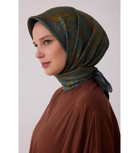 Etnik Desen %100 Twill İpek Eşarp BE04