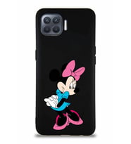 Oppo Reno 4 Lite Soft Premier Kapak Minnie Mouse-F Tasarımlı Silikon Kılıf - Siyah (Şeffaf)