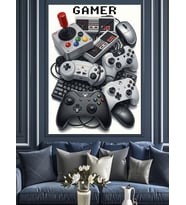 Gamer Konsol Müzik Sistemi Dekoratif Kanvas - Mdf Ahşap Tablo