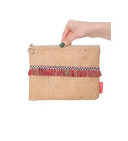 Baghashtag Kırmızı İp Püsküllü Jüt Clutch Bez Çanta (Kahverengi)