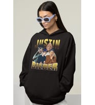 Justin Bieber Baskılı Unisex Oversize Şarkıcı Hoodie