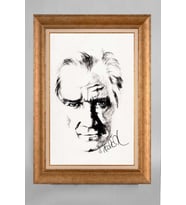 Çerçeveli Paspartulu Atatürk Tablo a643 (Gold)