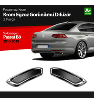 VW Passat B8 Krom Egzoz Görünümü Difüzör R Line Still 2 Parça 2015 2016 2017 2018 2019