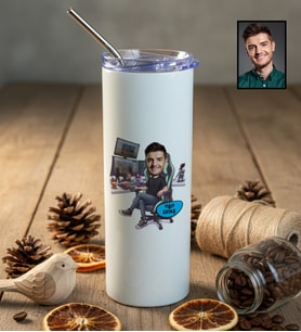 Kişiye Özel Karikatürlü Gamer Arkadaşa Hediye Pipetli Matara Doğum Günü Hediyesi