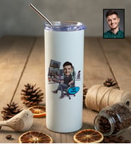 Kişiye Özel Karikatürlü Gamer Arkadaşa Hediye Pipetli Matara Doğum Günü Hediyesi