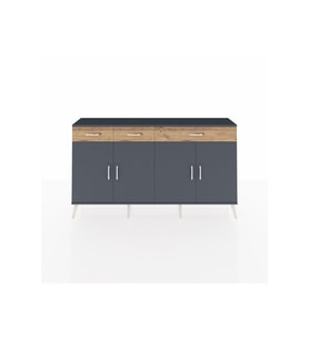 Arges Konsol 4 Raflı 3 Çekmeceli 4 Kapaklı 176x30x99 Antrasit-Antrasit/Çam