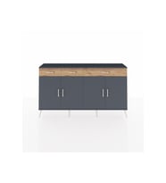 Arges Konsol 4 Raflı 3 Çekmeceli 4 Kapaklı 176x30x99 Antrasit-Antrasit/Çam