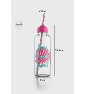 Renga Felix Sea You Soon Desenli 450 ml Pipetli Cam Şişe 182055 Turkuaz (Pembe)