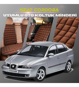 Seat Cordoba Kahverengi Renk Tay Tüyü Cepli & Terletmez Sırtlı Oto Koltuk Minder Seti - Koltuk Koruma Kılıfı (ÖN & ARKA TAM SET)