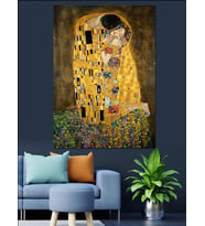 Sarılan Aşıklar Gustav Klimt Tarzı Dekoratif Kanvas - Mdf Ahşap Tablo