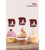Safari Hayvanları Pastel 10 Yaşında CUPCAKE Süsü *10'lu Kalın Kağıt
