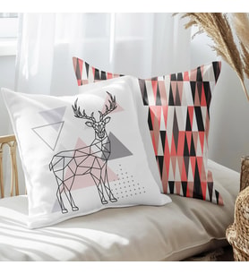 eJOYA Geyik Tasarımlı 2'li Yastık İçi Ve Kırlent Kılıfı 45cm 113558