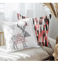 eJOYA Geyik Tasarımlı 2'li Yastık İçi Ve Kırlent Kılıfı 45cm 113558