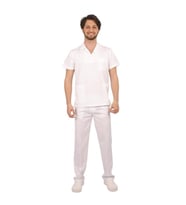 Emel Tekstil Doktor Gold Alpaka Erkek Beyaz Lacost Yaka Alt Üst Forma Alpaka Takım
