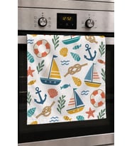 Valerine Life El Kurulama Havlusu 30x50cm Mutfak, Fırın için Pamuklu Emici Sahil Esintisi
