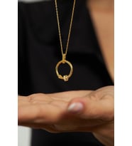 Zirkon Taşlı Gold Cartier Model Çivi Gümüş Kolye