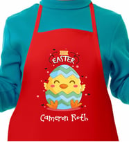BK Gift Kişiye Özel Paskalya Bayramı Kırmızı Çocuk Mutfak Önlüğü-4