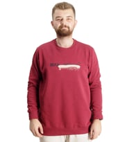 Mode XL Büyük Beden Erkek Sweatshirt Bisiklet Yaka Man Official 23528 Bordo