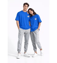 Sevgili Kombini Ayıcık Baskılı Çift Tişört Oversize Unisex Partner Kombin Seti (Lacivert)