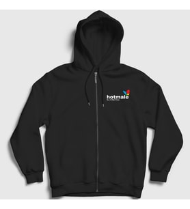Presmono Unisex Siyah Hotmale Try It For Free Fermuarlı Kapüşonlu Sweatshirt 427742tt