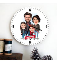 2 Çocuklu Ailemiz Karikatürlü Aileye Hediye Duvar Saati