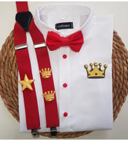 cool partyshop KIRMIZI GOLD erkek çocuk askı papyon gömlek
