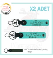 Motor Plakan ve İsmin Anahtarlığında! İsim Plaka ve 0 Rh (+) Kan Grubu 2'li Anahtarlık, Turkuaz-Ysl
