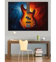 Ateş Ve Buz Temalı Elektro Gitar Dekoratif Kanvas - Mdf Ahşap Tablo