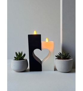 Kalp Tasarımlı Tealight Mumluk-Dekoratif Kalp Figürlü Mumluk-Dekoratif Hediye Seçeneği (Anakonda Siyah-Beyaz)