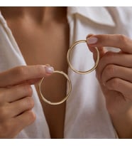 14K Altın Halka Küpe 2 mm 4.3 cm