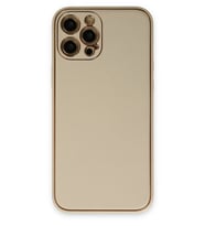 Newface Apple iPhone 12 Pro Kılıf Coco Deri Silikon Kapak - Gold