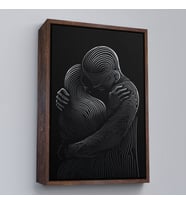 Çerçeveli Linear Hug Sarılan Çift Tablosu (Beyaz)